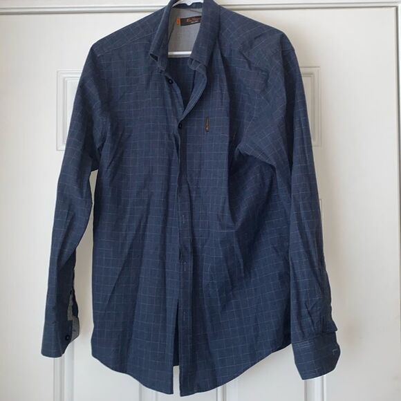 Ben Sherman Blue White Pin Stripe Button Up Collared Shirt Size Large - Picture 1 of 7